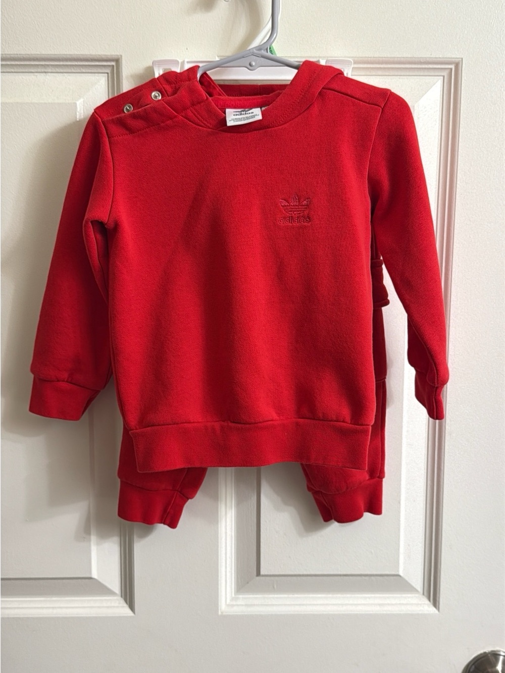 adidas Kids Red Pullover Hoodie Top and Sweatpants